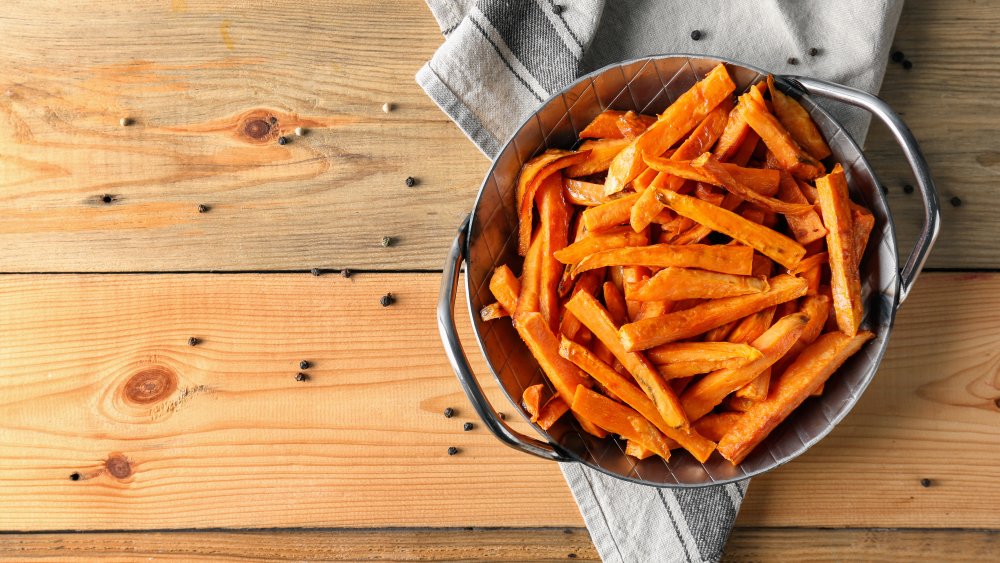 Sweet potato fries on a table