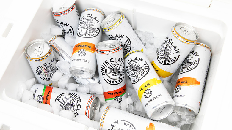 White Claws in a cooler on ice 