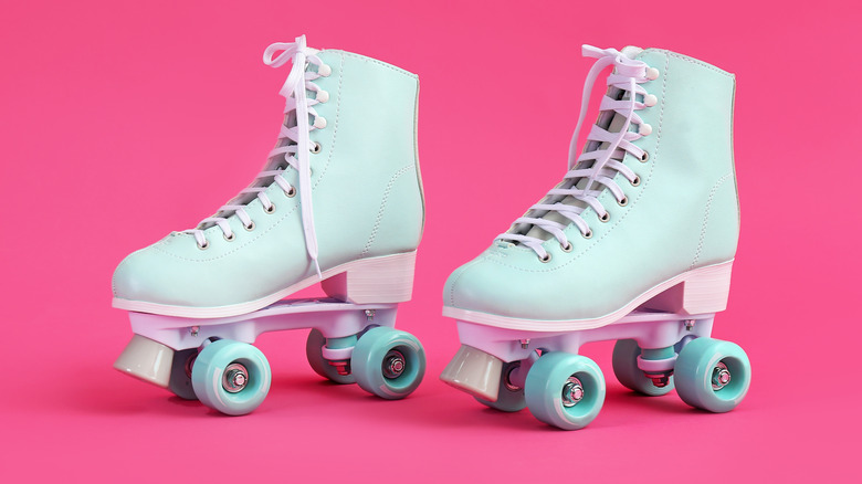 neon colored image with roller skates 