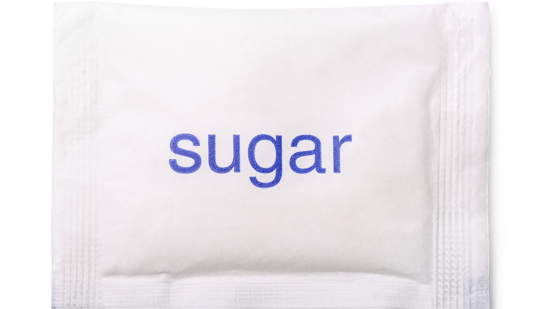 White packet with word "sugar"