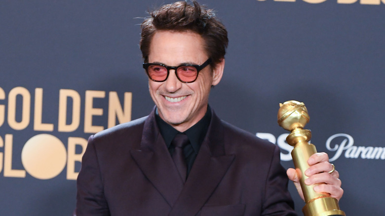 Robert Downey Jr. accepting Golden Globe award
