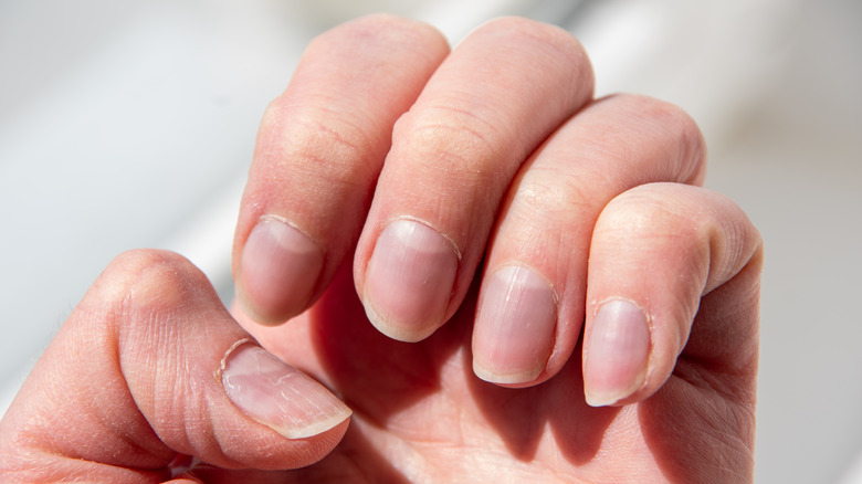 A close-up of a woman's nails