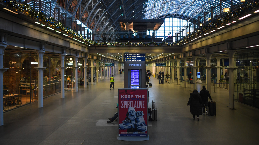 A nearly empty train station in London under COVID-19 lockdown