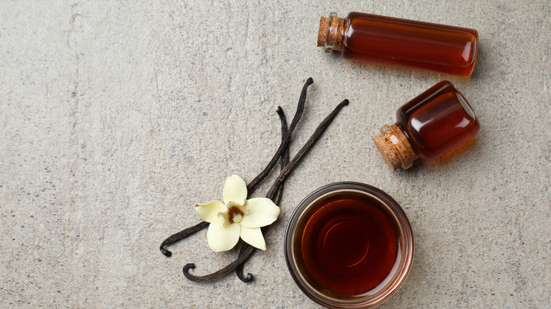 Vanilla extract in flower, bottle form