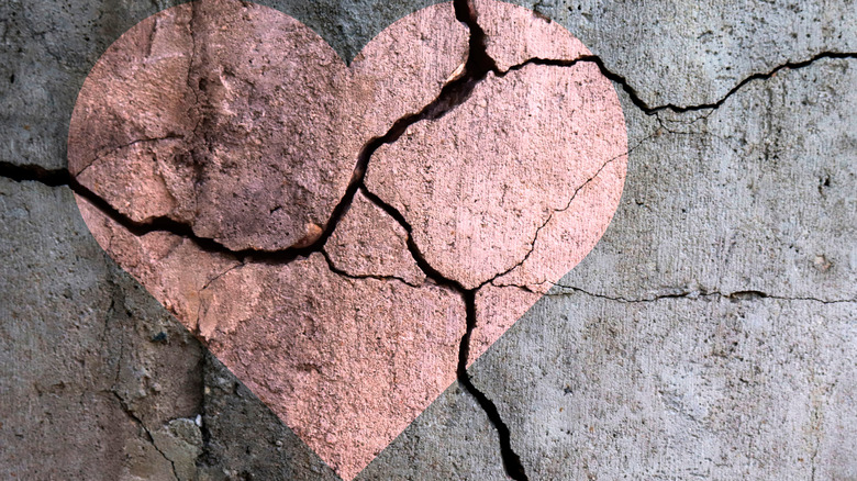 broken heart on concrete