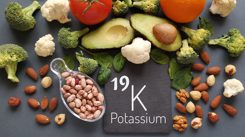 Potassium symbol and potassium foods