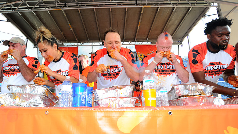 Contestants at Wing Eating Competition