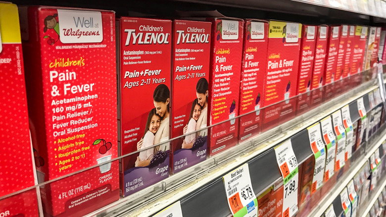 Childrens Tylenol on a shelf