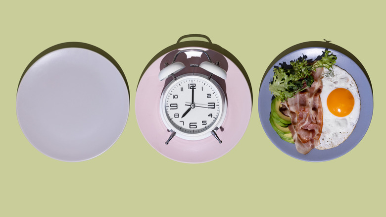 Three plates representing intermittent fasting