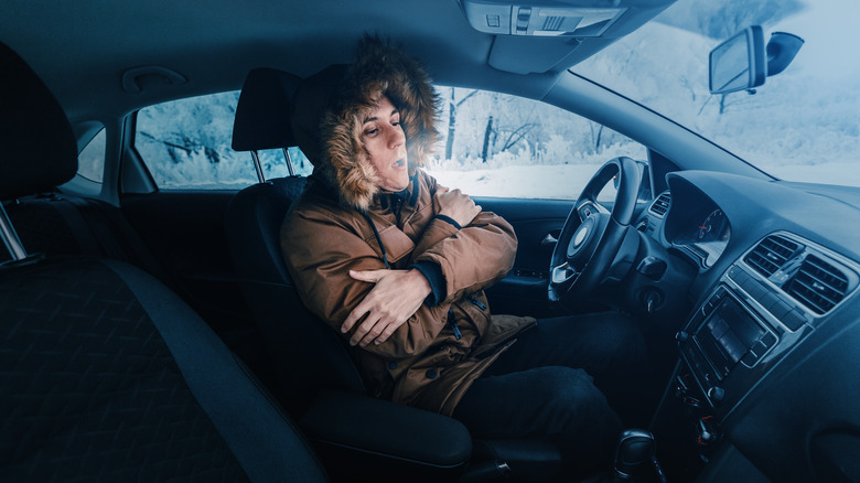 cold man in car